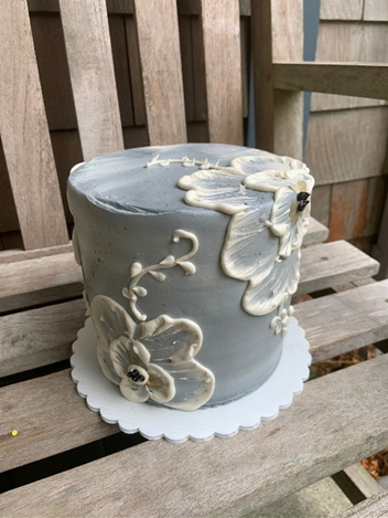 Small Modern Grey Floral Cake | Artisan Bake Shop: Online Store
